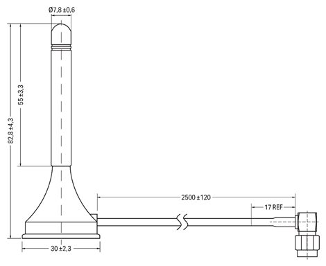 758-975 Anténa s magnetickou patkou; s 2,5m připojovacím kabelem a zástrčkou (vidlicí) SMA 2