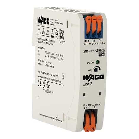 2687-2142 Napájecí zdroj; Eco 2; 1fáz.; Výstupní napětí 24 V DC; Výstupní proud 1,25 A; LED dioda DC 1