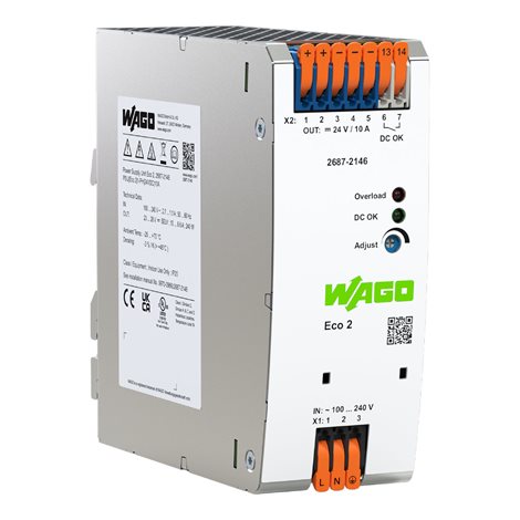 2687-2146 Napájecí zdroj; Eco 2; 1fáz.; Výstupní napětí 24 V DC; Výstupní proud 10 A; Kontakt DC OK 1