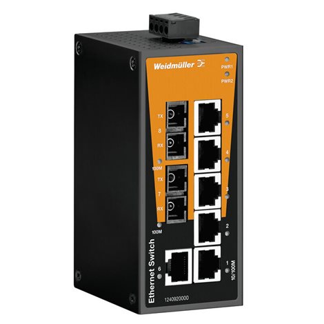 IE-SW-BL08T-6TX-2SC Síťový spínač, neřízený, Fast Ethernet, Počet portů: 6x RJ45, 2x SC mu