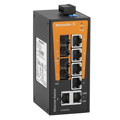 IE-SW-BL08-6TX-2ST Síťový spínač, neřízený, Fast Ethernet, Počet portů: 6x RJ45, 2 * ST mu