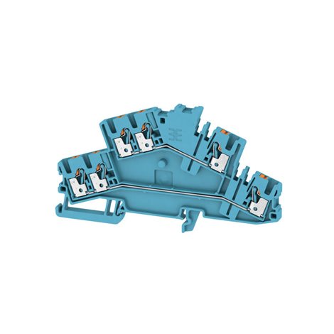A2T 2.5 3C BL Průchozí řadová svorka, svorka se dvěma vrstvami, PUSH IN, 2.5 mm², 800 V, 22 A, modrá