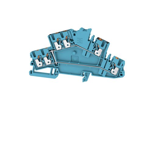 A2T 2.5 3C VL BL Průchozí svorka, Svorka se dvěma vrstvami, PUSH IN, 2.5 mm², 800 V, 22 A, Modrá