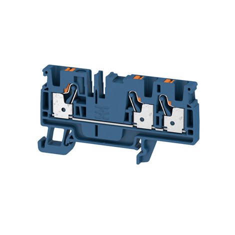 A3C 4 DBL Průchozí svorka, PUSH IN, 4 mm², 800 V, 32 A, Tmavě modrá