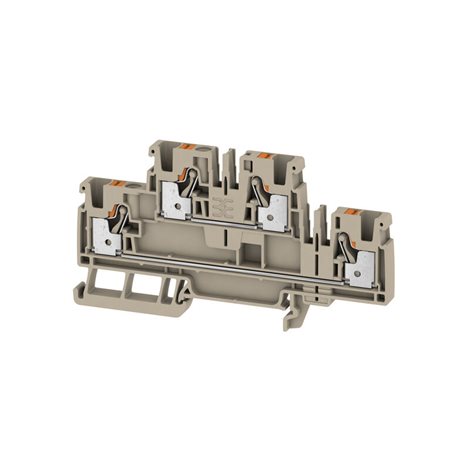 A2T 4 Průchozí řadová svorka, svorka se dvěma vrstvami, PUSH IN, 4 mm², 800 V, 32 A, tmavě béžová