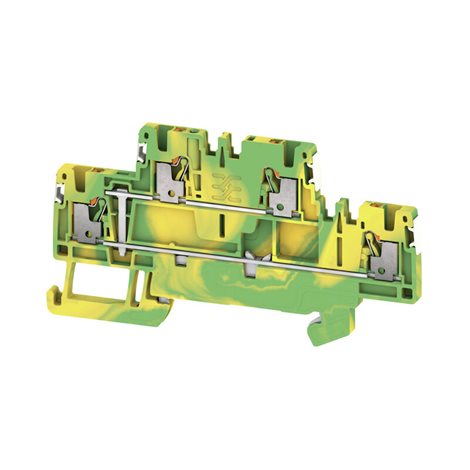 A2T 1.5 PE DL Svorka se dvěma vrstvami, PUSH IN, 1.5 mm², 500 V, zelená / žlutá