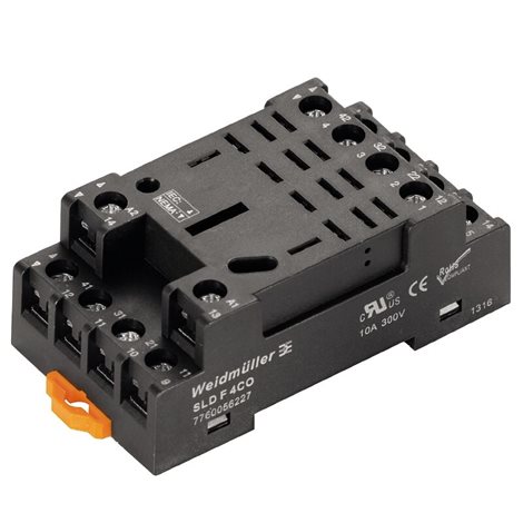 SLD F 4CO D-SERIES DRL, Reléová základna, Počet kontaktů: 4 CO contact, Trvalý proud: 10 A, Šroubové