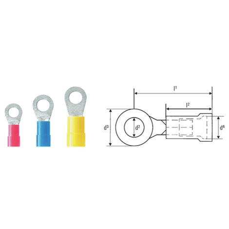 LIR 6M5 V kabelové oko, konec svorky,Izolovaný kabelový konektor,6 mm²,4 mm² - 6 mm²
