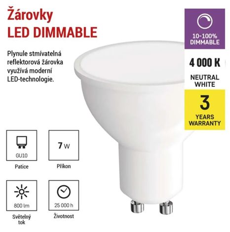 ZQ8255D LED CLS MR16 DIM 7W(60W) 800 lm GU10 NW 4