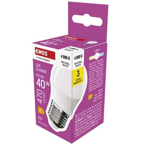ZQ6E23 LED CLS MINI GLOBE 4,2W(40W) 470lm E27 NW 1