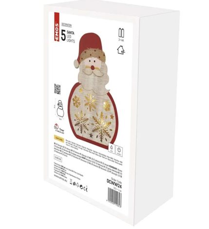 DCWW24 5LED XMAS  WOOD SANTA 2AAA WW 5