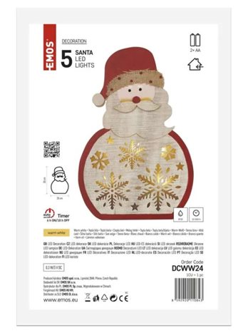DCWW24 5LED XMAS  WOOD SANTA 2AAA WW 6