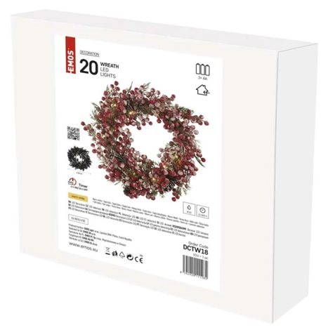 DCTW18 20LED XMAS WREATH DECO 2AA WW 6