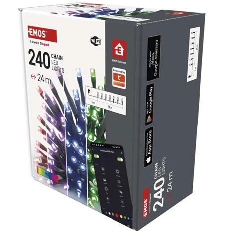 D4ZR04 GoSmart LED vánoční řetěz, 24 m, venkovní i vnitřní, RGB, programy, časovač, wifi 7