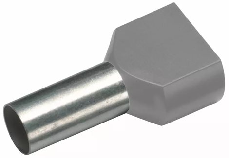 187741 Izolovaná dvojitá dutinka Cu 2 x 4/12 mm, šedá (100 ks)