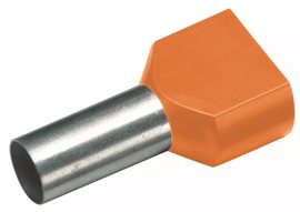 187732 Izolovaná dvojitá dutinka Cu 2 x 0,5/8 mm, oranžová (100 ks)