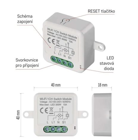 H5105 GOSMART MODUL SPÍNACÍ 1CH LN IP-2101SW WIFI 2