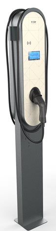 Dobíjecí stanice e:car COLUMN double kabel PREMIUM AFIR 2×22kW(Burberry stripes, Stand. délka 5m) 1