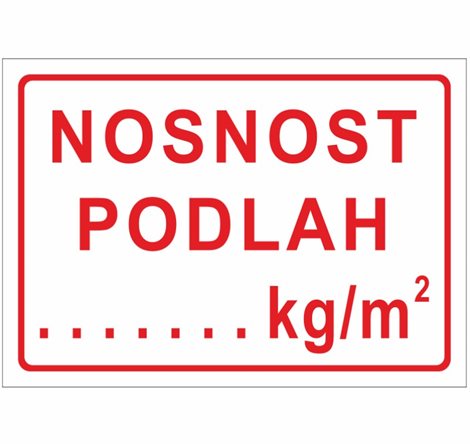 Samolepka DP01A A4 Nosnost podlah .........kg/m2