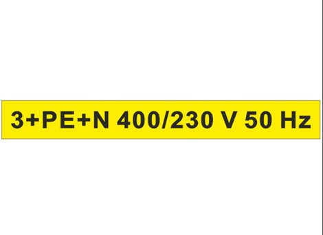 Samolepka DT006A 15x1,8cm 3+PE+N 400 V/230 50Hz (žlutý podklad)