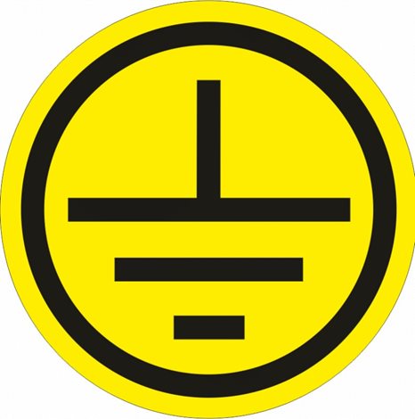 Samolepka DT012J Znak uzemnění v kruhu prům. 10cm, žlutá f.