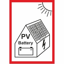 Samolepka FVE03 A7 PV + baterie symbol na fotovoltaiku
