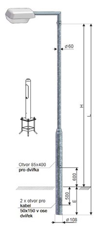 Stožár KLB 2,5-108/60 Z sadový bezpaticový