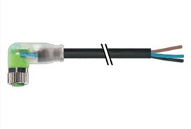 7000-08121-6201000 M8 F úhlový, 2xLED/volný konec