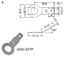 Zemnící oko GND-54TP M8 / faston 6,3