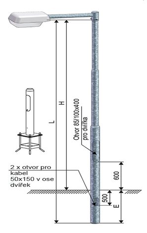 Stožár PA 6-114/89/76 Z přechodový bezpaticový