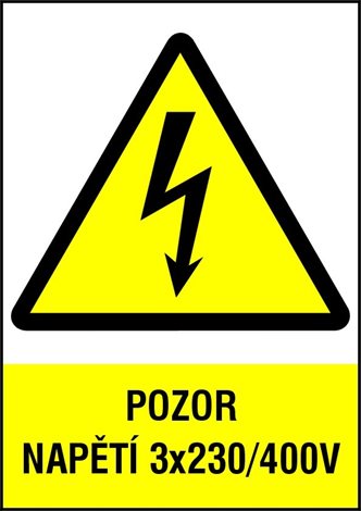Samolepka-Pozor napětí 3x400/230V A4