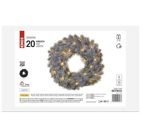 DCTW15 20LED XMAS WREATH DECO SNOW 2AA WW 6