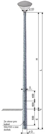 Stožár STILET STK 60/50/3 Z kuželový
