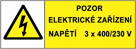 Samolepka 0101C 21x7,4cm Pozor elektrické zařízení napětí 3x400/230V