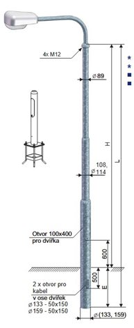 Stožár UZM 9-159/108/89 Z uliční bezpaticový
