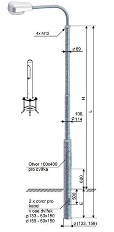 Stožár UZMA 9-133/108/89 Z uliční bezpaticový 1