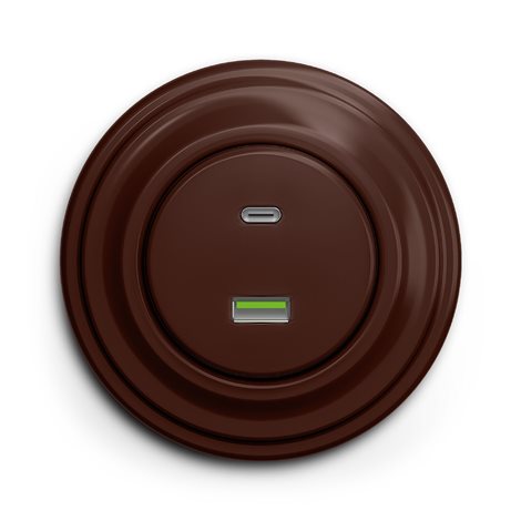 H/USB USB zásuvka A+C v barvě kaštanově hnědá 2